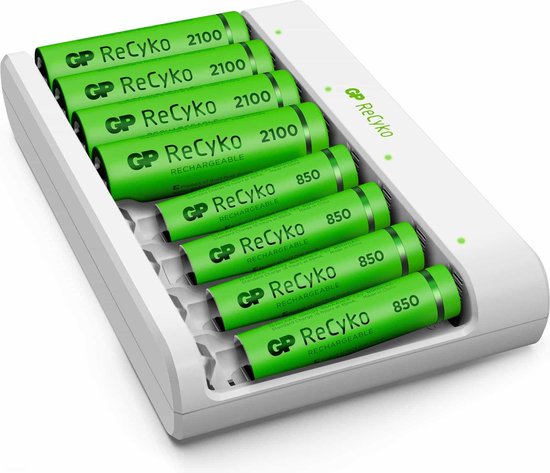 Batterijlader - (USB) E811 8-slot incl. 4 x AA en 4 x AAA - Oplaadbare batterijen